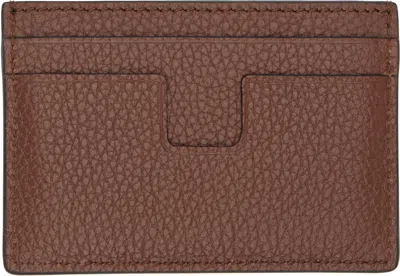 Tom Ford Tan Grain Leather Classic Card Holder In Brown