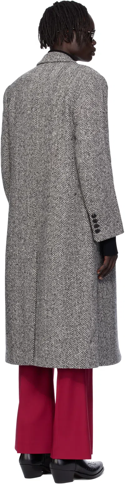 Ernest W Baker Double-breasted Herringbone Coat In Gray