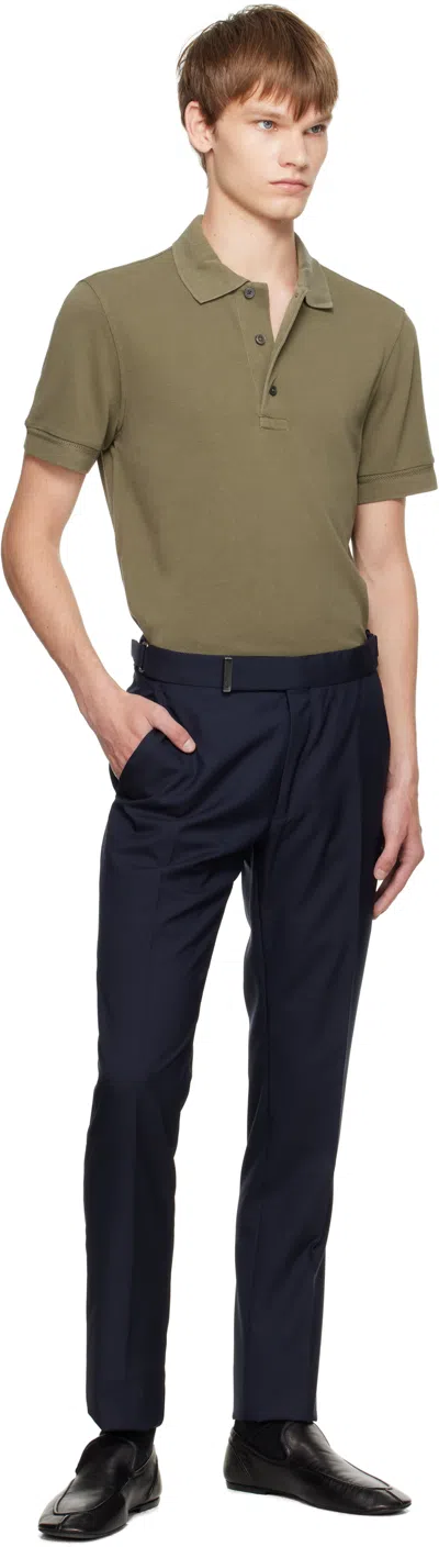 Tom Ford Classic Pique Polo With Tailored Fit In Green