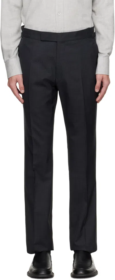 Tom Ford Gray Super Plain Weave Shelton Trousers In Dark Grey