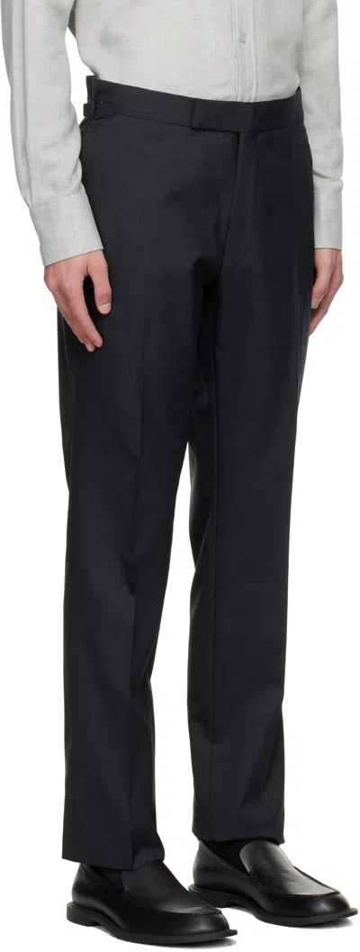 Tom Ford Gray Super Plain Weave Shelton Trousers In Dark Grey