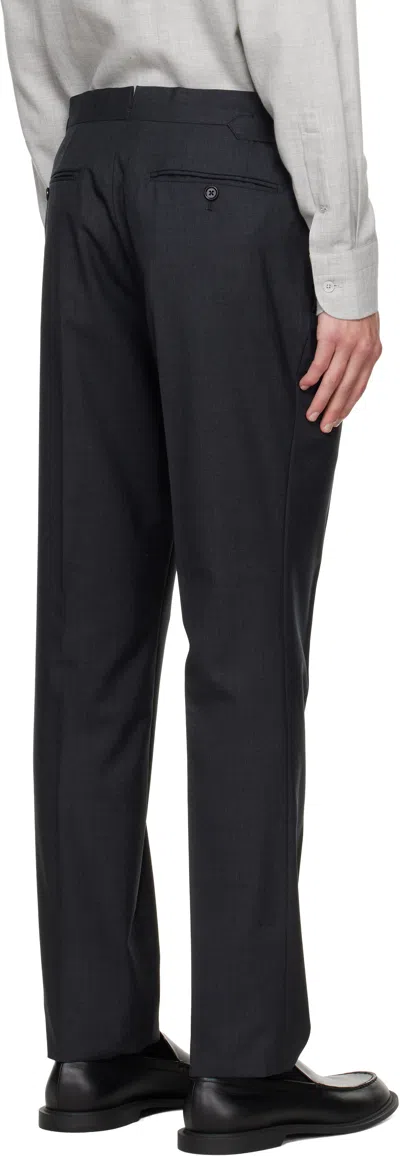Tom Ford Gray Super Plain Weave Shelton Trousers In Dark Grey