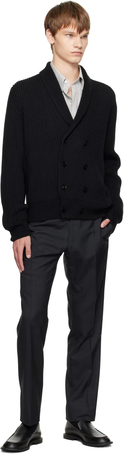 Tom Ford Gray Super Plain Weave Shelton Trousers In Dark Grey
