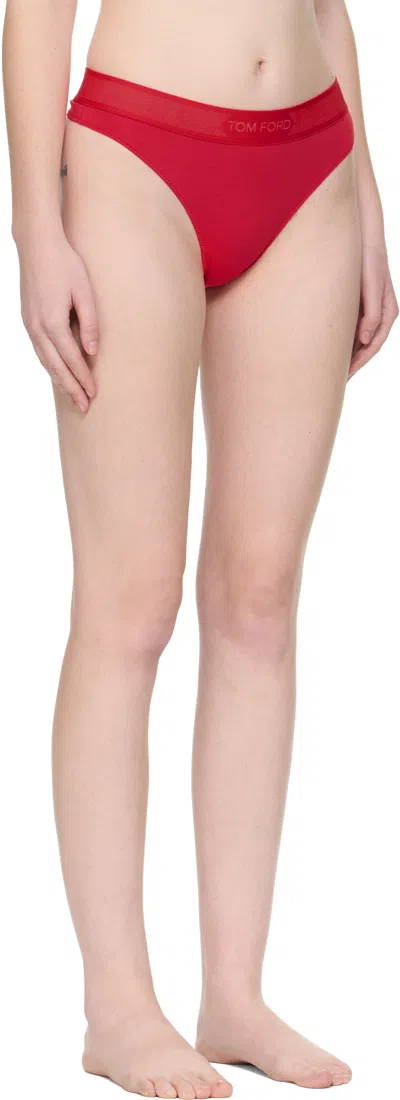 Tom Ford Logo-embellished Thong In Red
