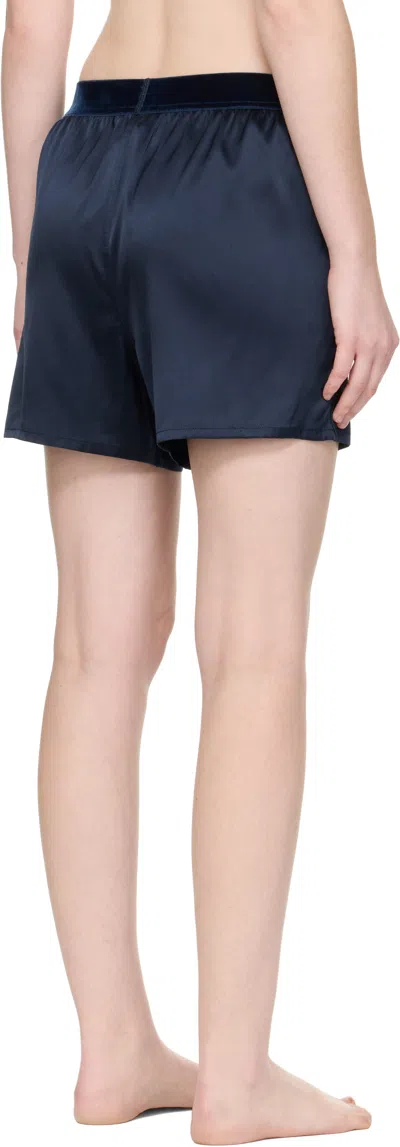 Tom Ford Shorts In Stretch Silk Satin In Blue
