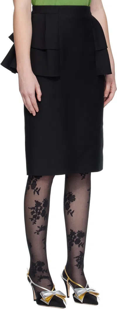 Valentino Black Skirt With Ruffles On The Sides In Black