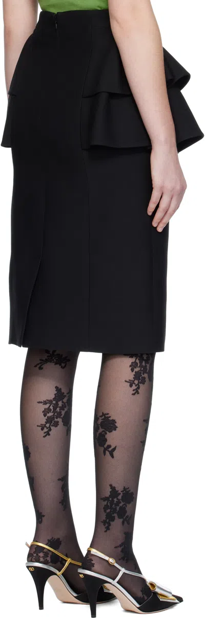 Valentino Black Skirt With Ruffles On The Sides In Black