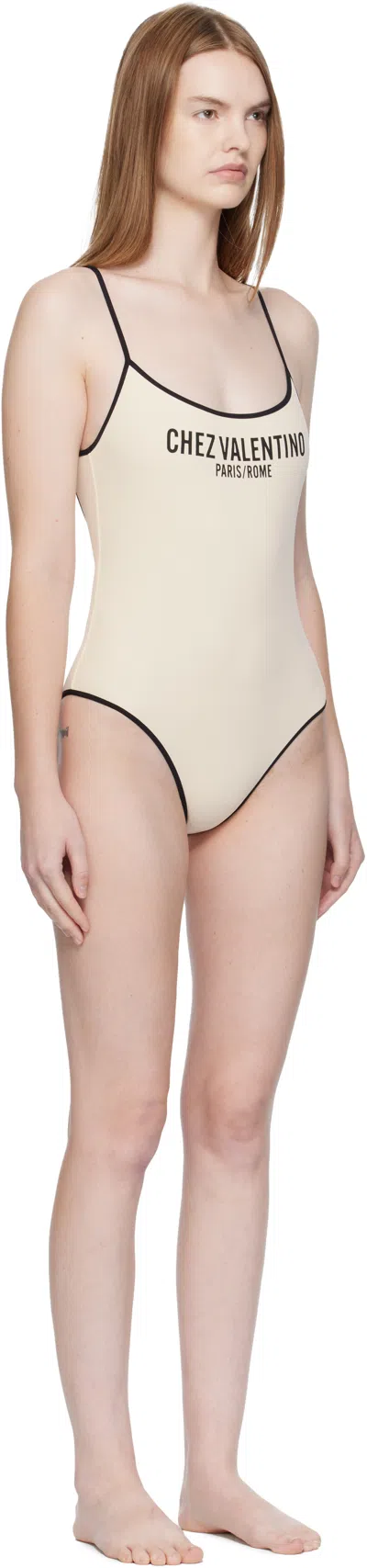 Valentino Spaghetti Straps Scoop Neckline High-cut Legs In White