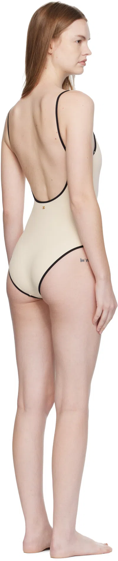 Valentino Spaghetti Straps Scoop Neckline High-cut Legs In White