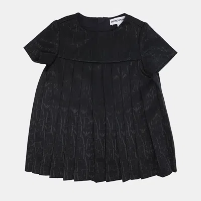 Pre-owned Emporio Armani Black Jersey Pleated Dress 9m