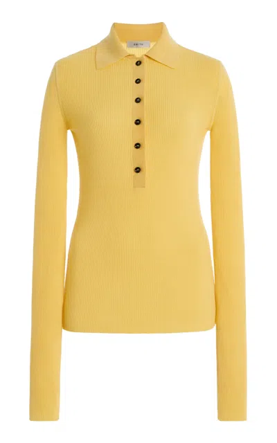 Amiya Georgia Fitted Wool Polo Top In Yellow