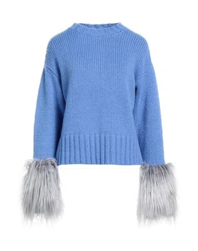 Tessa . Woman Sweater Azure Size L Mohair Wool, Wool, Polyester In Blue