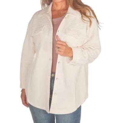 Simply Southern Quilted Button Up Shacket In Vanilla In Gray