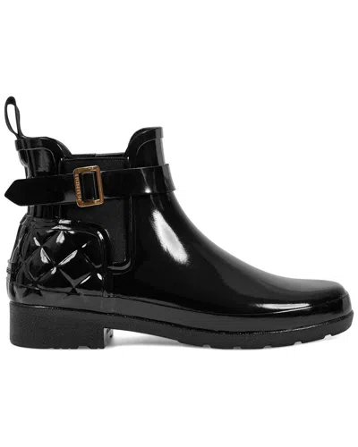Hunter Refined Chelsea Quilted Gloss Rubber Boot In Black