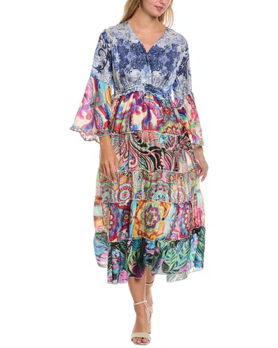 Johnny Was Dibble Tiered Midi Dress In Multi