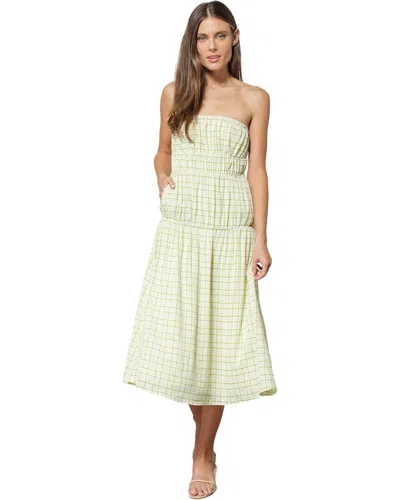 Line And Dot Oakley Midi Dress Womens Green Checkered A-line Preppy Jdm878 In Animal Print