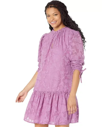 Little Mistress Morgan Shift Dress Women's Purple Ruffle Hem Preppy Jdm831 In Animal Print