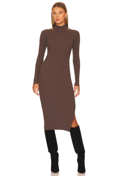 Heartloom Miller Bodycon Midi Dress Women Bark Viscose Turtle Neck Jdm761 In Brown