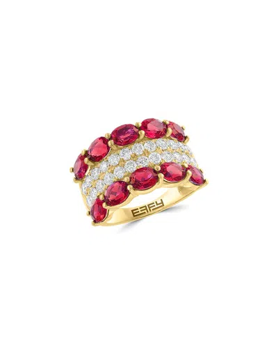 Effy Fine Jewelry Gold Over Silver 4.74 Ct. Tw. Lab-grown Diamond & Lab-grown  Lab Ruby Ring In Multi