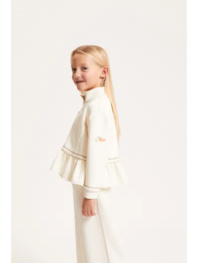 Monnalisa Kids' Zip-up Bomber Jacket In White