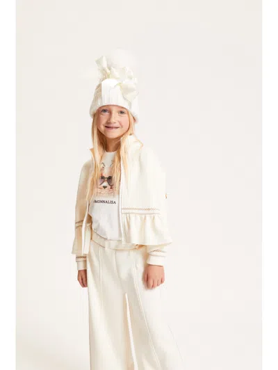Monnalisa Kids' Zip-up Bomber Jacket In White