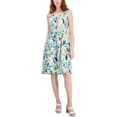 Kasper Womens Linen Knee-length Mini Dress In Multi