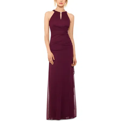 Betsy & Adam Womens Embellished Keyhole Evening Dress In Red