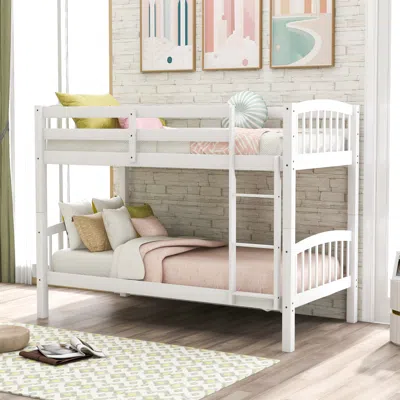 Streamdale Furniture Streamdale Twin Over Twin Bunk Bed With Ladder In White