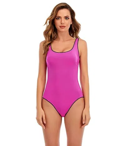 Lucky Brand Spring Romantic Shell Stitch One-piece Women's Pink Erk1174 In Brown