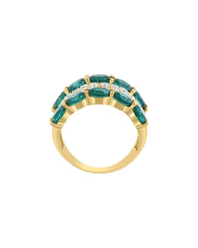Effy Fine Jewelry Gold Over Silver 4.27 Ct. Tw. Lab-grown Diamond & Lab-grown  Lab Emerald Ring In Multi