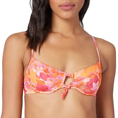 L*space Into The Top Women's Pink Tropics Rose Knotted Swimwear Jdm1119 In Brown