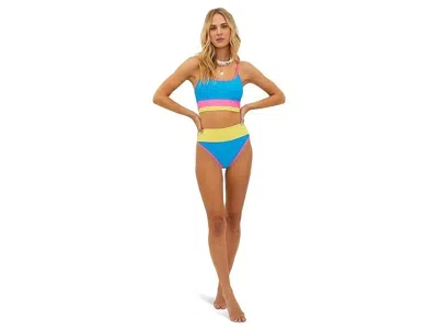 Beach Riot Eva Bottom Women Colorblock Stretch High-waisted Swimwear Buu781 In Blue