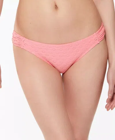 Jessica Simpson Sweet Tooth Solids Bikini Bottom Women Pink Shirred Jdm796 In Pink