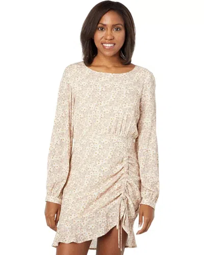 Saltwater Luxe Brantley Mini Dress Women Sand Ditsy Floral Ruched Tie Jdm1185 In Neutral