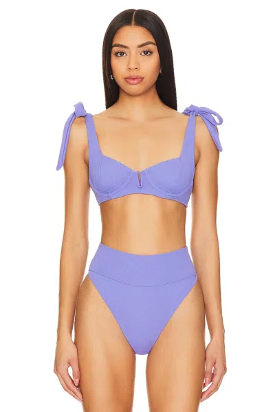 Beach Riot Blair Swim Bikini Top Women Periwinkle Waffle Underwire Buu637 In Purple