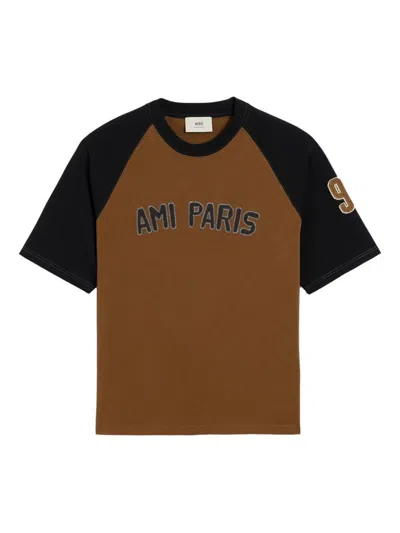 Ami Alexandre Mattiussi Ami Paris Men Cotton Colorblock T-shirt In Gold