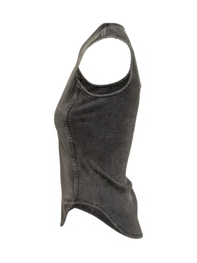 Diesel Black Denim Top Vintage Effect In Multi
