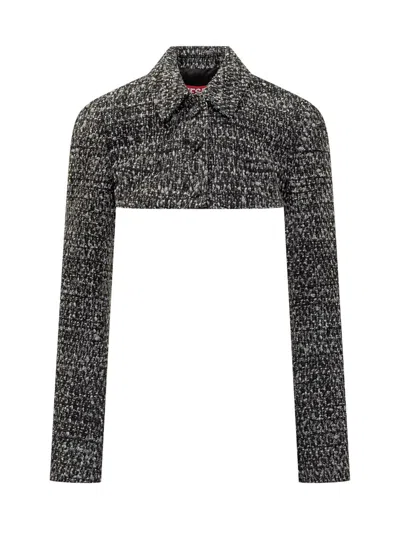 Diesel Cropped Bolero In Tweed In Black