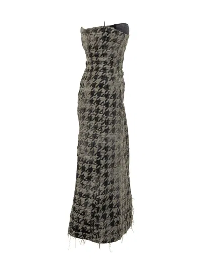 Diesel Long Pied De Poule Bustier Dress In Multi