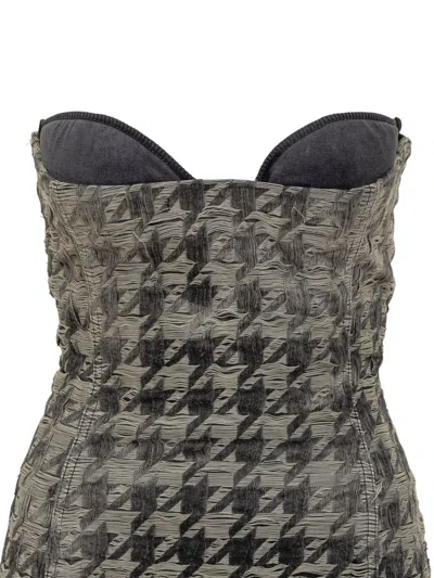Diesel Long Pied De Poule Bustier Dress In Multi