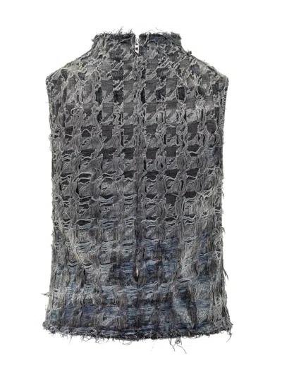 Diesel Multi-tone Fringed Denim Vest In Multi