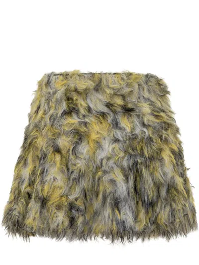 Diesel Mini Skirt In Fluffy Jacquard Knit In Multi