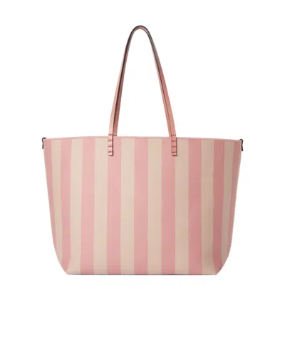 Fendi Women Roll Large Striped Tote Bag In Pink