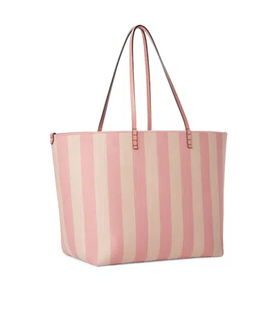 Fendi Women Roll Large Striped Tote Bag In Pink