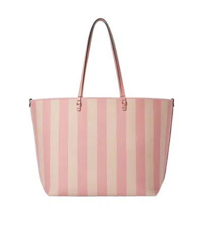 Fendi Women Roll Large Striped Tote Bag In Pink