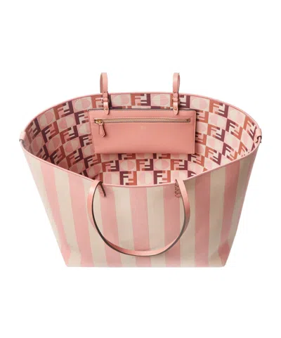 Fendi Women Roll Large Striped Tote Bag In Pink