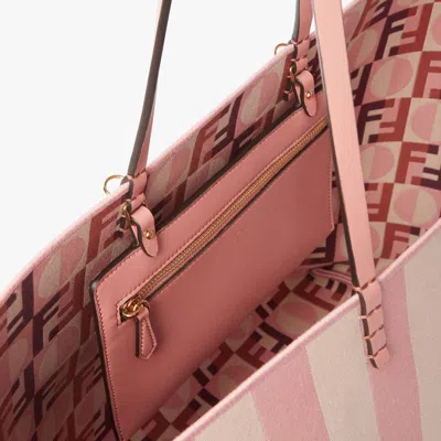 Fendi Women Roll Large Striped Tote Bag In Pink