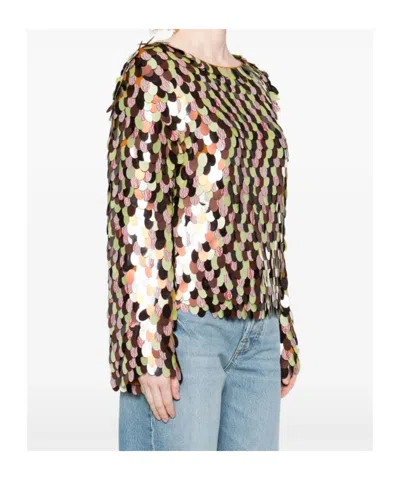 Dries Van Noten Paillette Embellished Long-sleeve Top In Burgundy