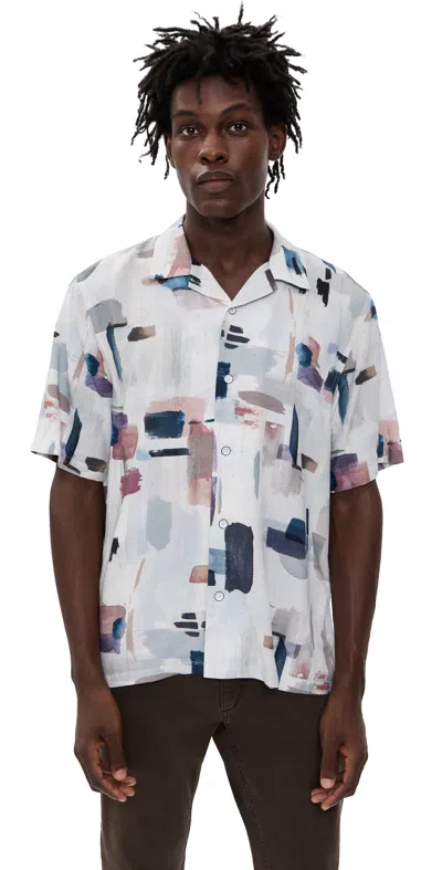 Rag & Bone Avery Abstract Print Camp Shirt In White
