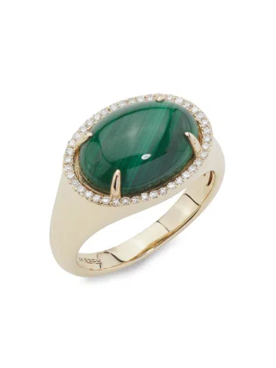 Effy Women's 14k Yellow Gold, Malachite & 0.16 Tcw Diamond Ring In Gold